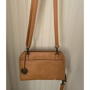 Minooy Bali Three Layer Leather Crossbody Bag Excellent Condition Caramel Brown